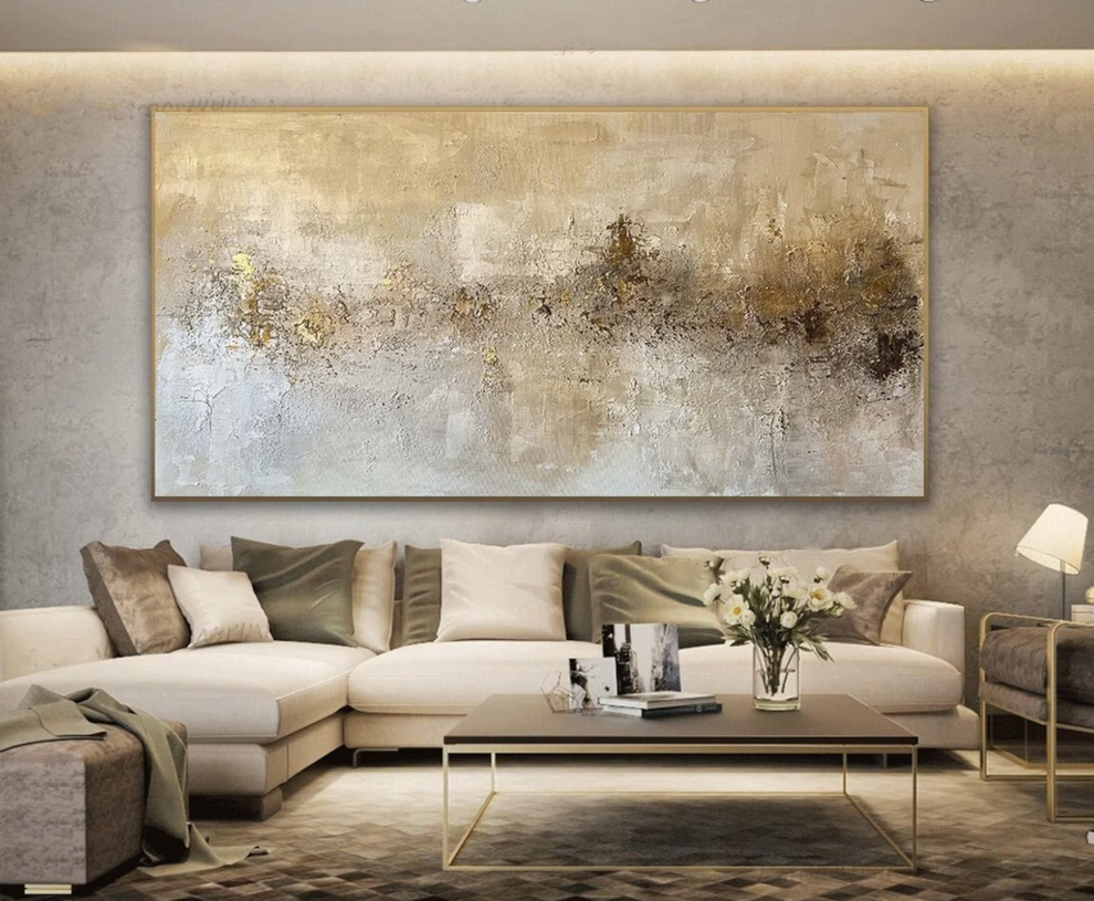 Dipinto "Astratto grezzo dorato"