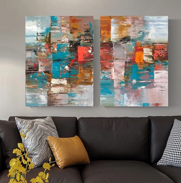 Dipinto coppia "Cromie intrecciate"