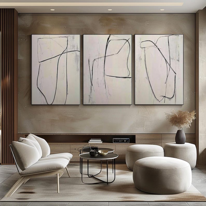 Tris dipinto "Linee astratte"