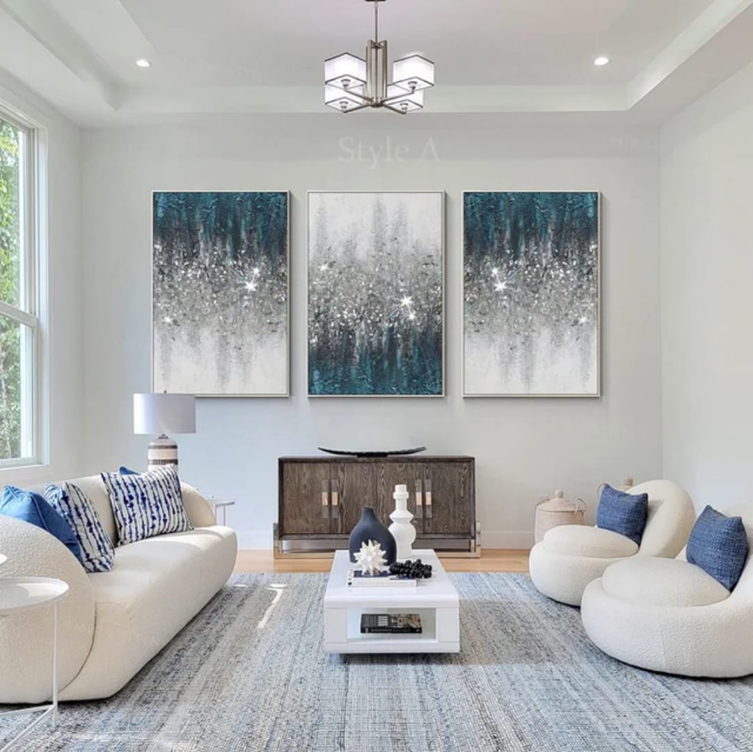 Tris dipinto "Nebbia argentata"