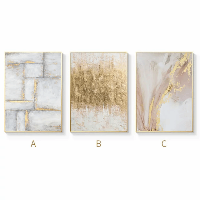 Tris di Dipinti Abstract gold