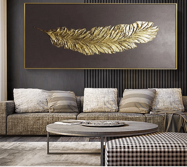 Dipinto Foglia oro 3D