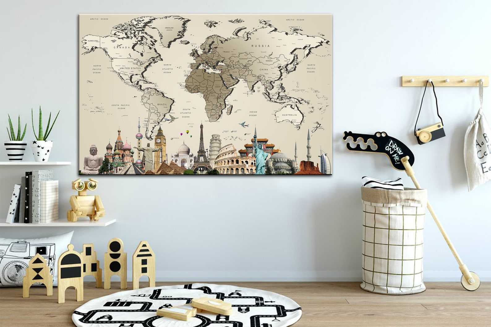 Quadri - Mappamondo stampato su tela, canvas moderni inclusi di telaio –  Canvas Home Design