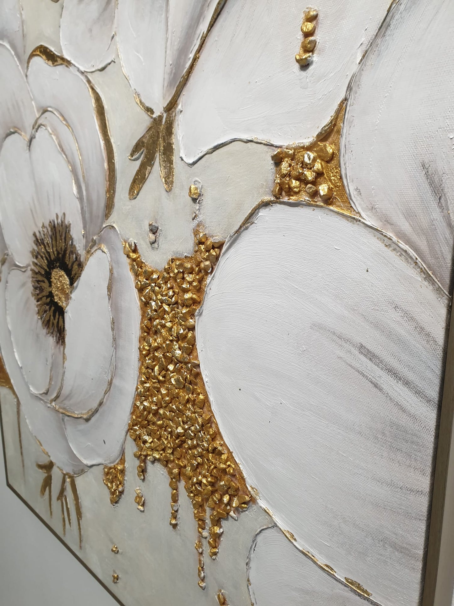 Dipinto Fiori con pietre d'oro