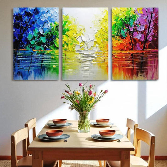 Tris dipinto "Foresta colorata"