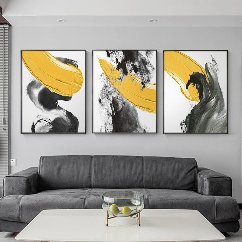 Trittico dipinto a mano "Yellow" 3d
