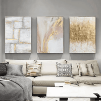 Tris di Dipinti  Abstract gold