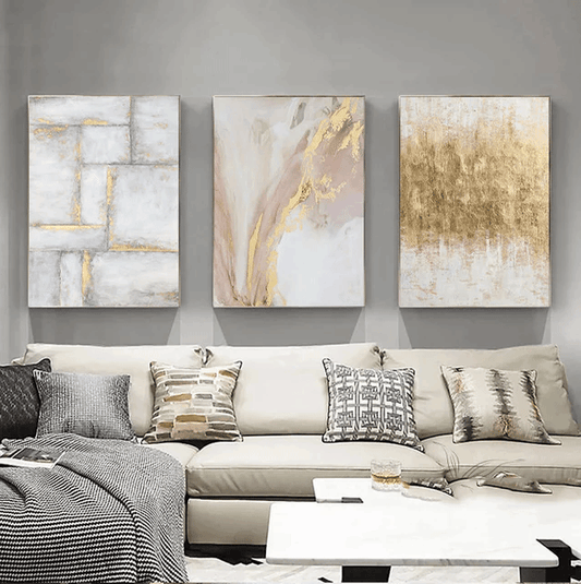 Tris di Dipinti  Abstract gold
