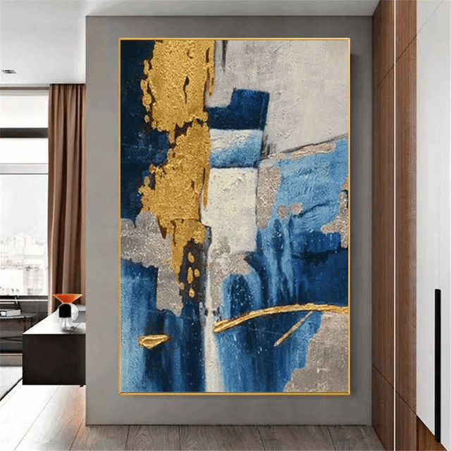 Dipinto Oro e blu Astratto – Canvas Home Design
