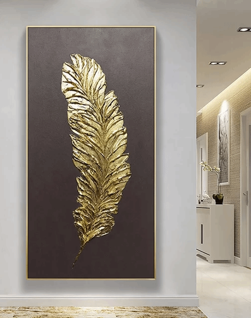 Dipinto Foglia oro 3D