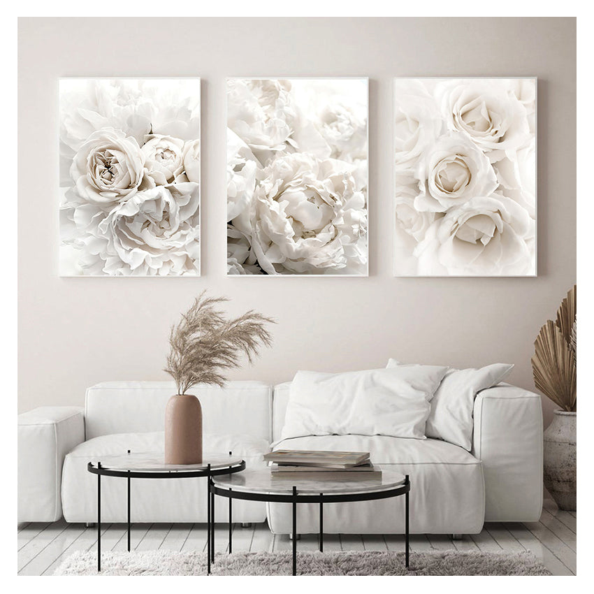 Triptych White flowers